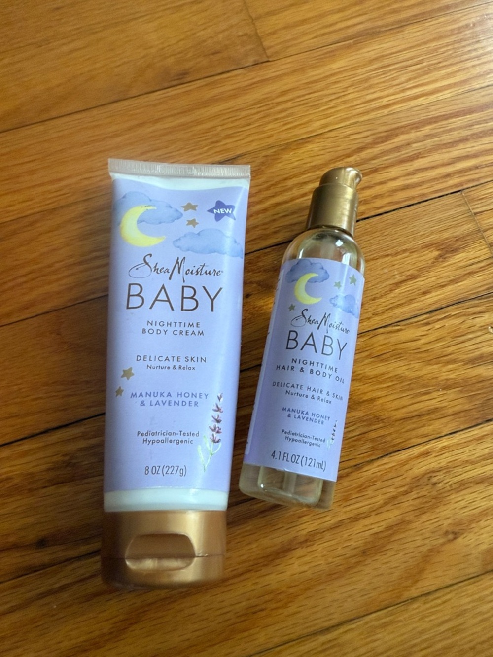 Shea Moisture Baby Nighttime Body Cream & Hair & Body Oil - Lavender (Purple)